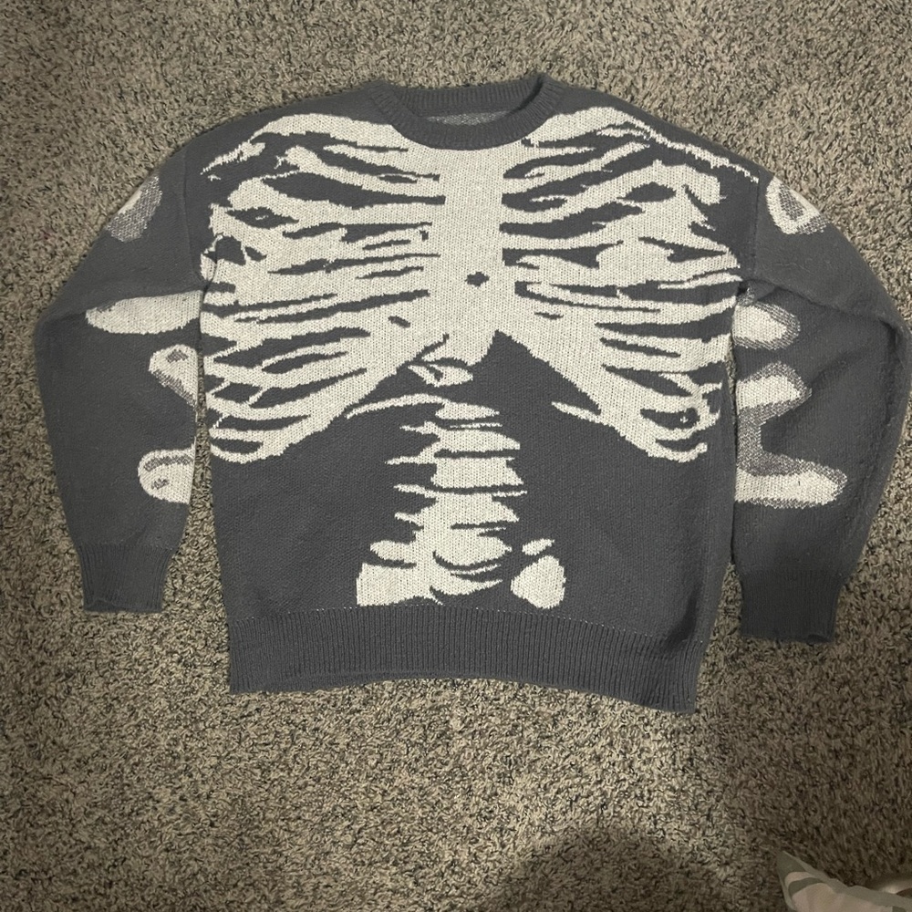 Levi's Gray and White Skeleton Crewneck Sweater
